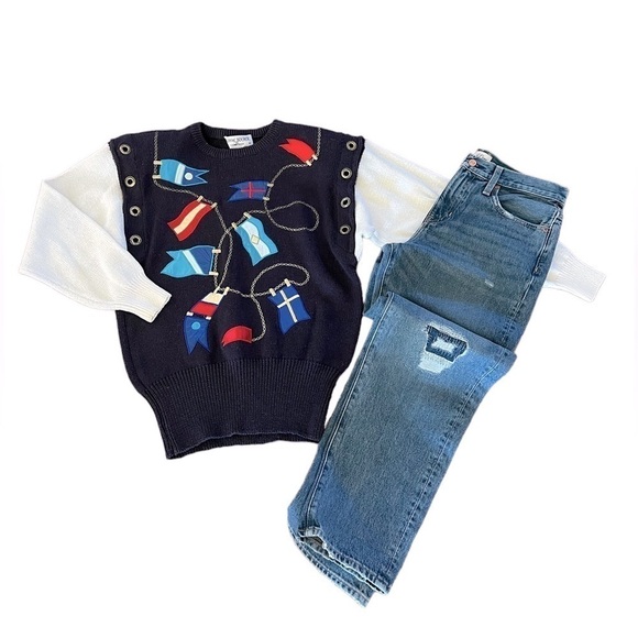 Bonnie Boerer Rare Vintage Nautical Yacht Sweater Size S NEW - Picture 4 of 12